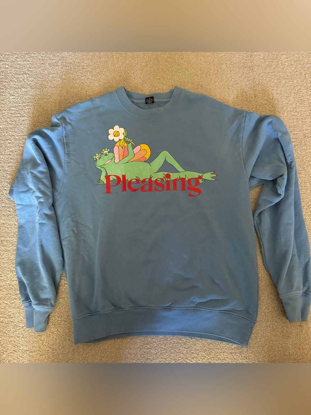 Harry Styles Pleasing Frog Blue Crewneck Size M